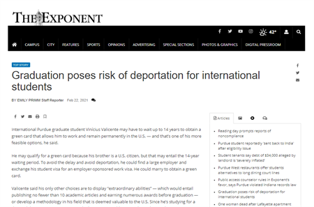 Graduation poses risk of deportation for international students