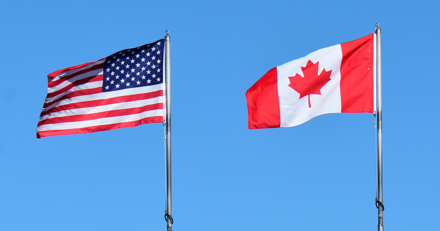 Flags of USA and Canada