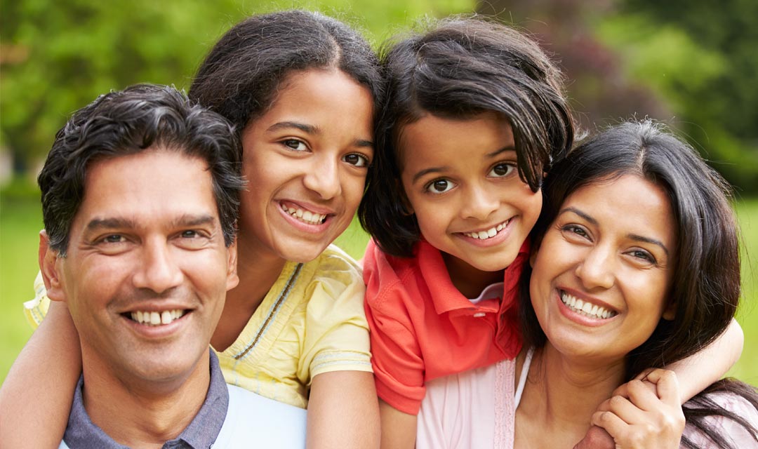 Young family in a park