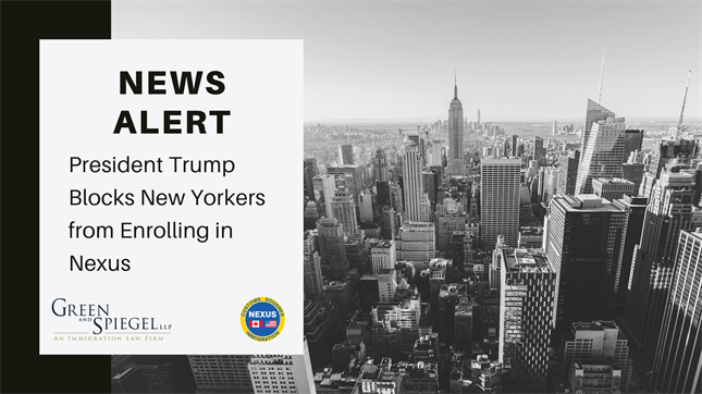 PRESIDENT TRUMP BLOCKS NEW YORKERS FROM ENROLLING IN NEXUS
