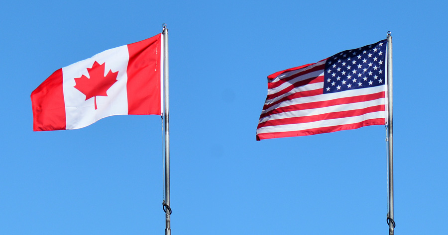 Flags of Canada and USA