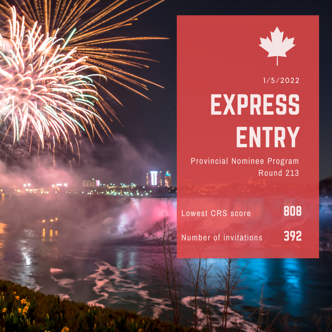 EXPRESS ENTRY #213 – 808 CRS POINTS - PROVINCIAL NOMINEE PROGRAM ONLY