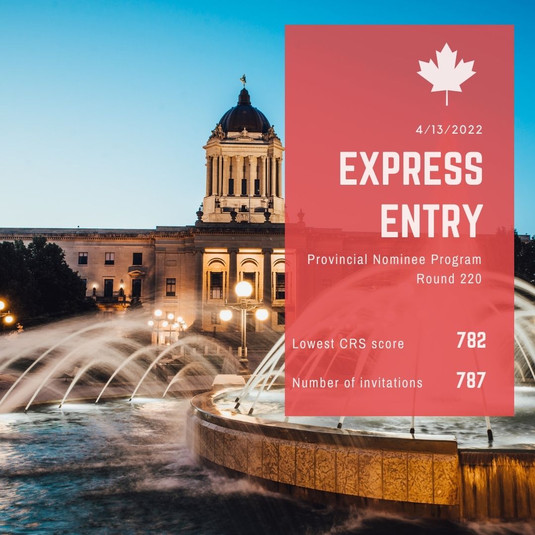 Express Entry 220 782 CRS Points Provincial Nominee Program
