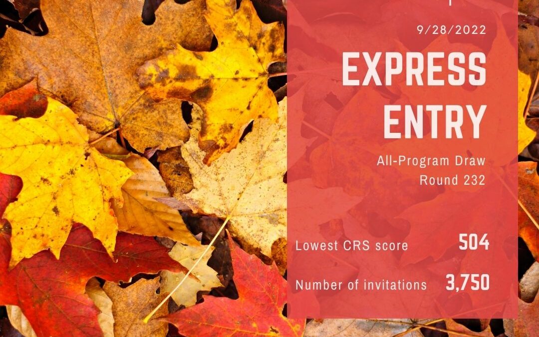 Express Entry #232 – 504 CRS Points – All Program Draw