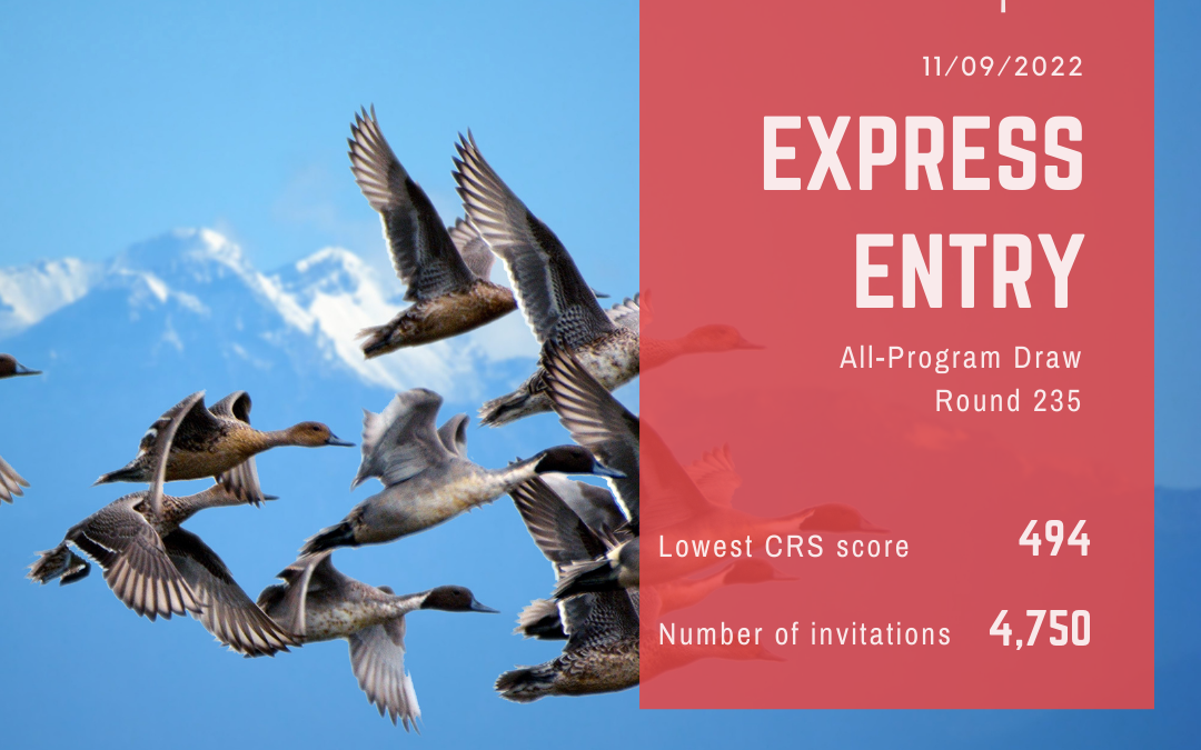 Express Entry #235 – 494 CRS Points – All Program Draw