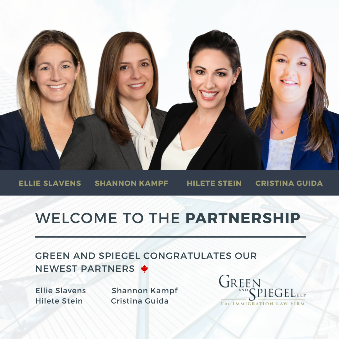  Press Release: Green Spiegel, Canada’s Top Immigration Law Firm, Welcomes 4 New Partners 