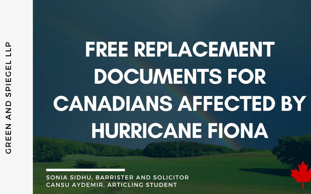 FREE REPLACEMENT DOCUMENTS FOR CANADIANS AFFECTED BY HURRICANE FIONA