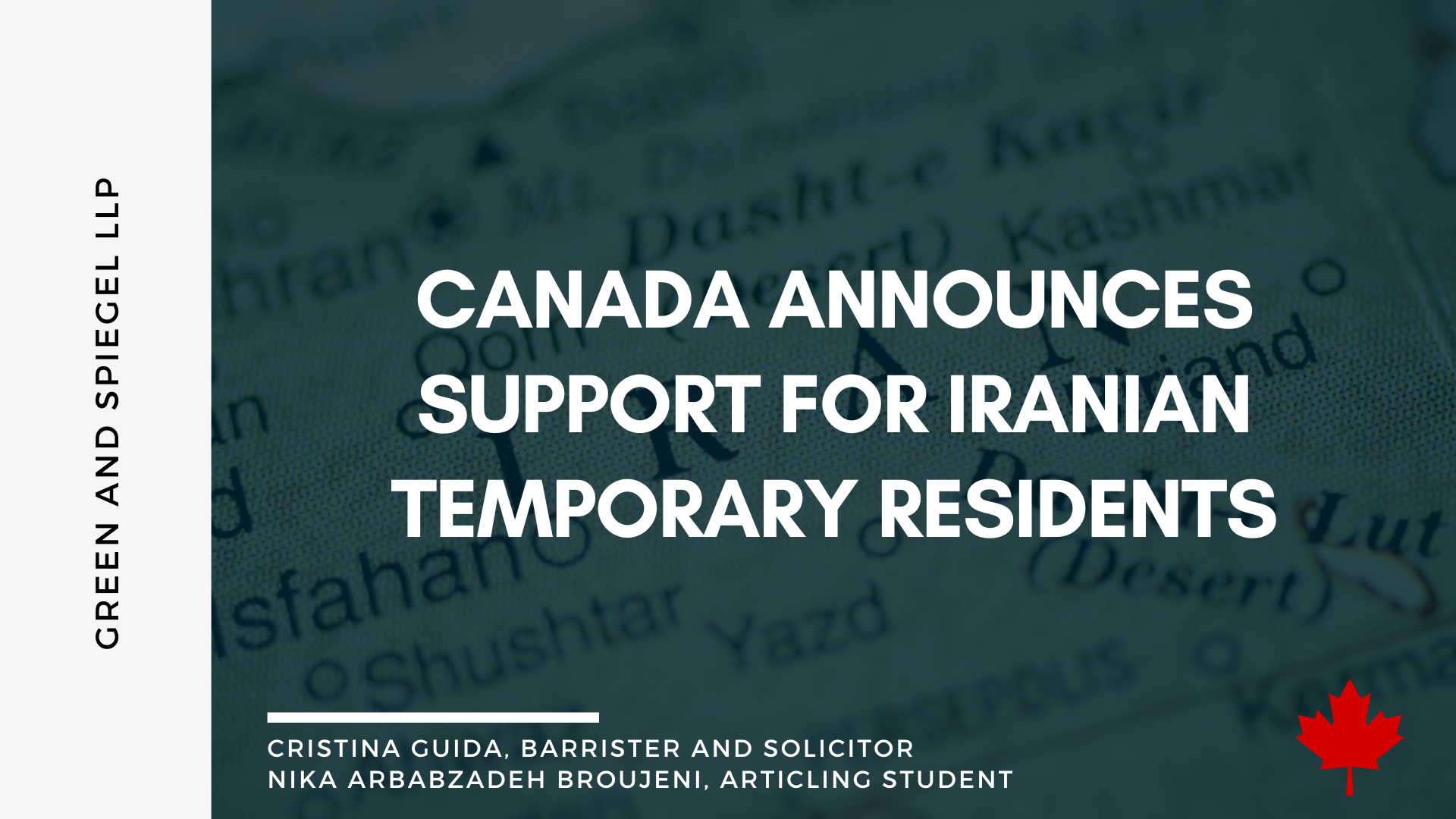 CANADA ANNOUNCES SUPPORT FOR IRANIAN TEMPORARY RESIDENTS
