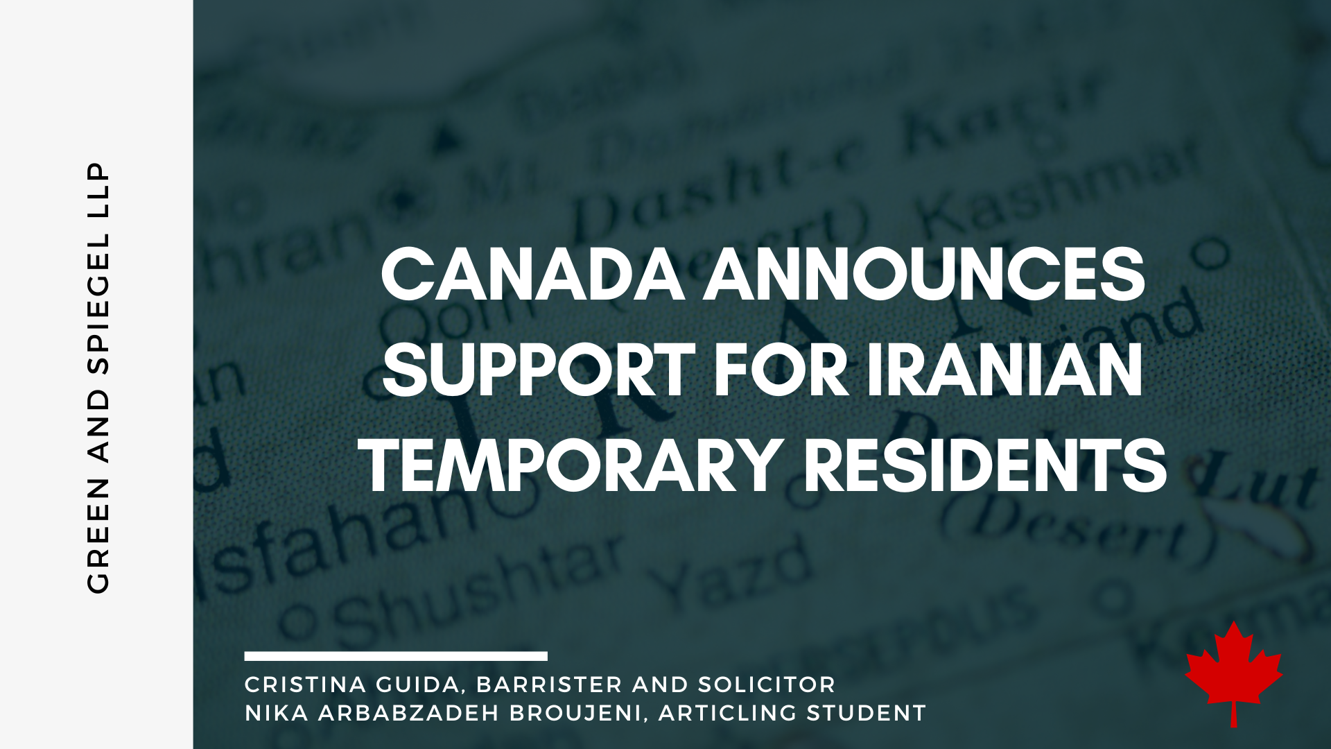 CANADA ANNOUNCES SUPPORT FOR IRANIAN TEMPORARY RESIDENTS 