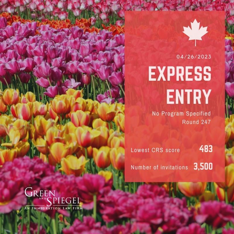 Express Entry - no program specified - round 247 - lowest CRS score 483 - Number of invitations 3500