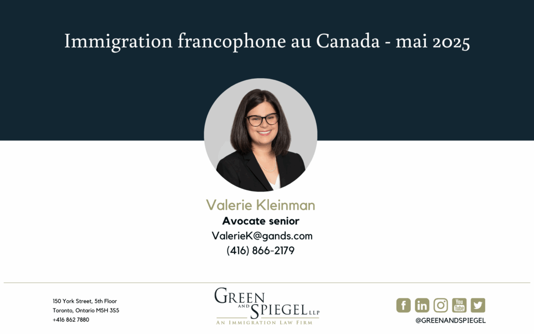 Immigration francophone au Canada – mai 2025